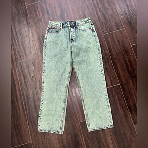 Teddy Fresh High-Rise Straight-Leg Acid Wash Jeans In Vintage Green Size 33
